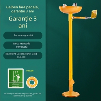 Stație de spălare a ochilor verticală din oțel inoxidabil 304, cu acoperire ABS și pedale pentru laborator și uz industrial