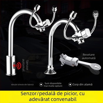 Robinet pedalat pentru spălarea ochilor în laborator, cu funcții de inducție și de urgență, spălare ochi pentru placare cu cupru alb galben