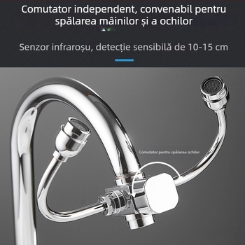 Robinet pedalat pentru spălarea ochilor în laborator, cu funcții de inducție și de urgență, spălare ochi pentru placare cu cupru alb galben