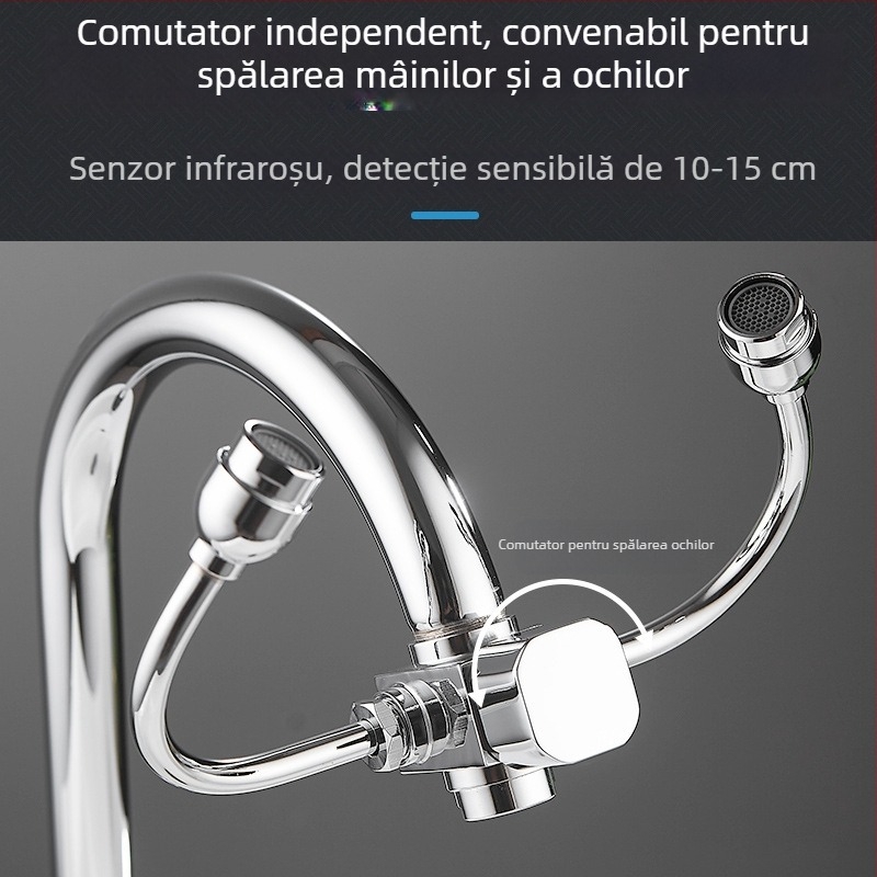 Robinet pedalat pentru spălarea ochilor în laborator, cu funcții de inducție și de urgență, spălare ochi pentru placare cu cupru alb galben