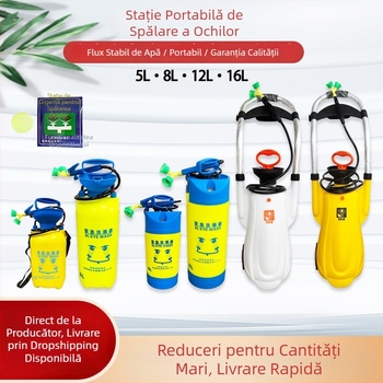 Stație portabilă de spălare a ochilor, tip cărucior, din ABS plastic, capacități 12/16 L și 8/5 L