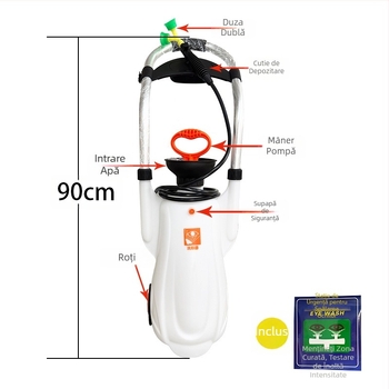 Stație portabilă de spălare a ochilor, tip cărucior, din ABS plastic, capacități 12/16 L și 8/5 L