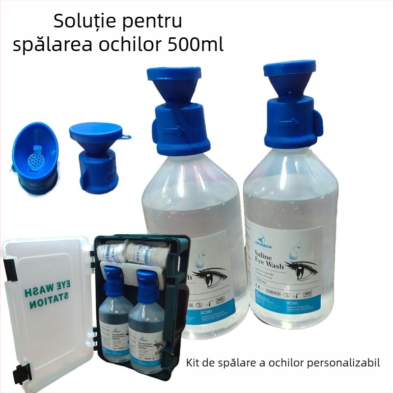 Spălător ocular portabil cu soluție salină fiziologică pentru situații de urgență