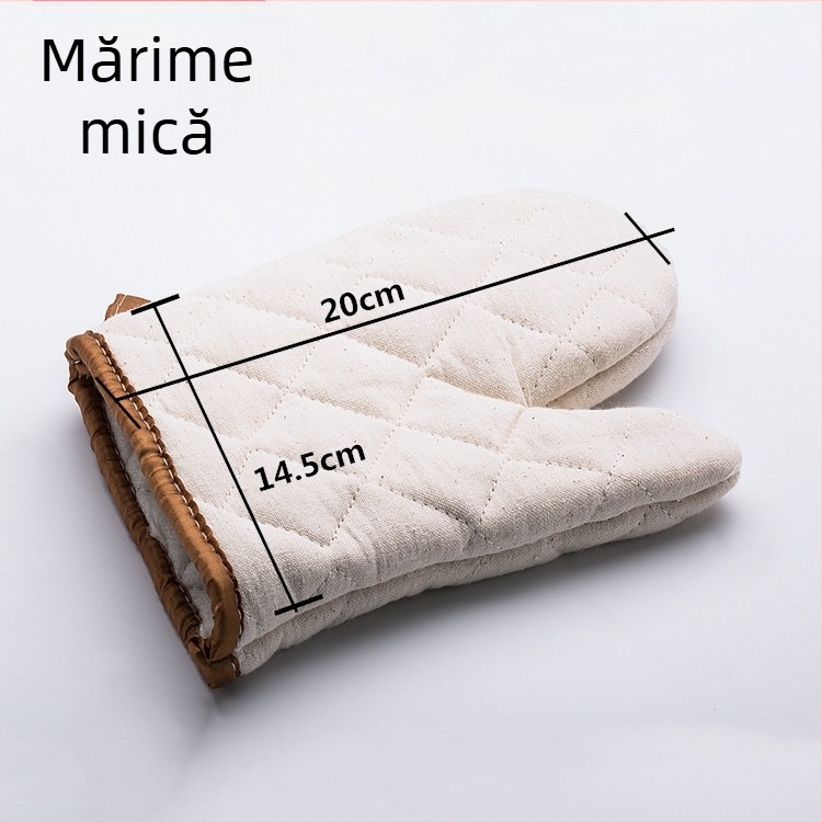 Mănuși albe din bumbac, rezistente la temperaturi înalte, cu grosime suplimentară, pentru cuptor și cuptor cu microunde, pentru coacere, mărime mică