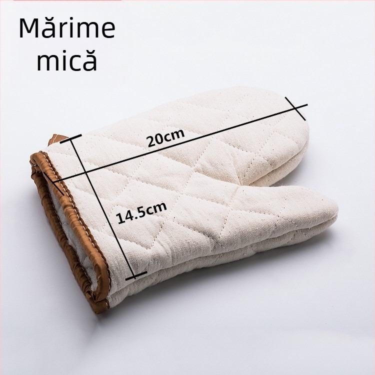 Mănuși albe din bumbac, rezistente la temperaturi înalte, cu grosime suplimentară, pentru cuptor și cuptor cu microunde, pentru coacere, mărime mică