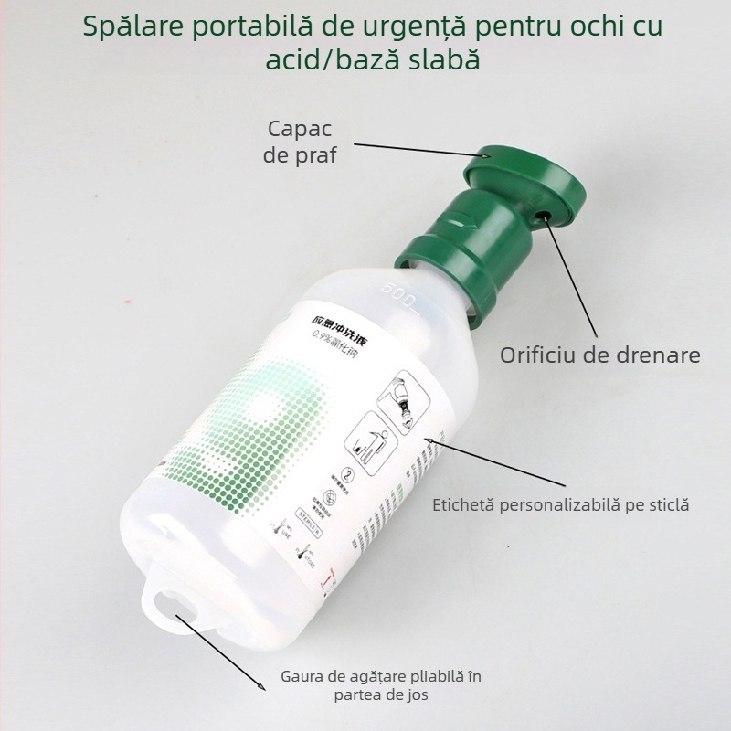 Stație industrială portabilă de spălare a ochilor cu soluție de clorură de sodiu 0,9%