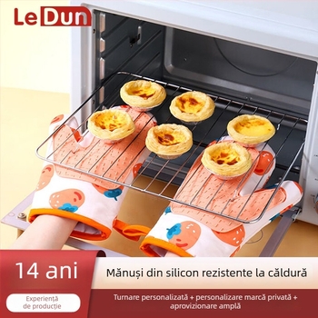 Mănuși izolante din silicon, căptușite cu bumbac, pentru bucătărie, cuptor și microunde, rezistente la temperaturi înalte