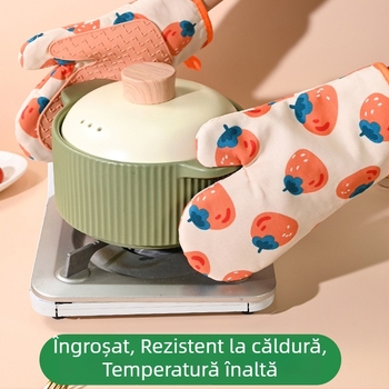 Mănuși izolante din silicon, căptușite cu bumbac, pentru bucătărie, cuptor și microunde, rezistente la temperaturi înalte