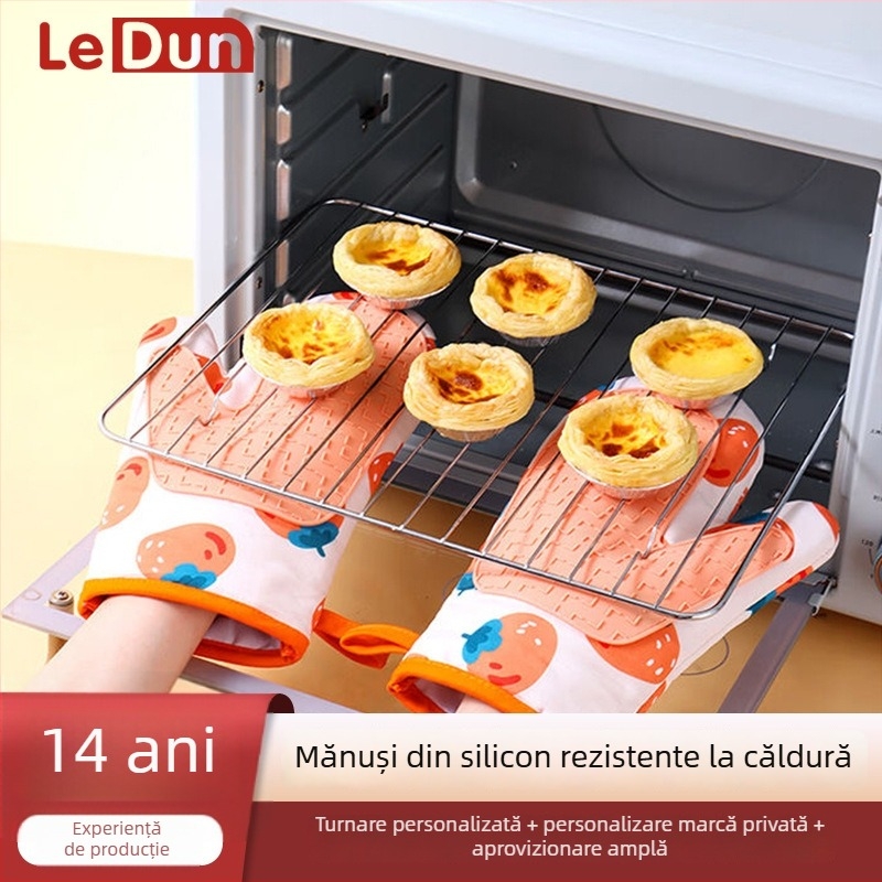 Mănuși izolante din silicon, căptușite cu bumbac, pentru bucătărie, cuptor și microunde, rezistente la temperaturi înalte