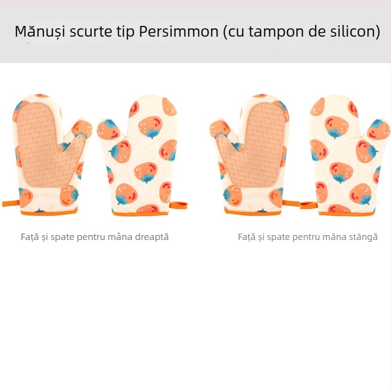 Mănuși izolante din silicon, căptușite cu bumbac, pentru bucătărie, cuptor și microunde, rezistente la temperaturi înalte