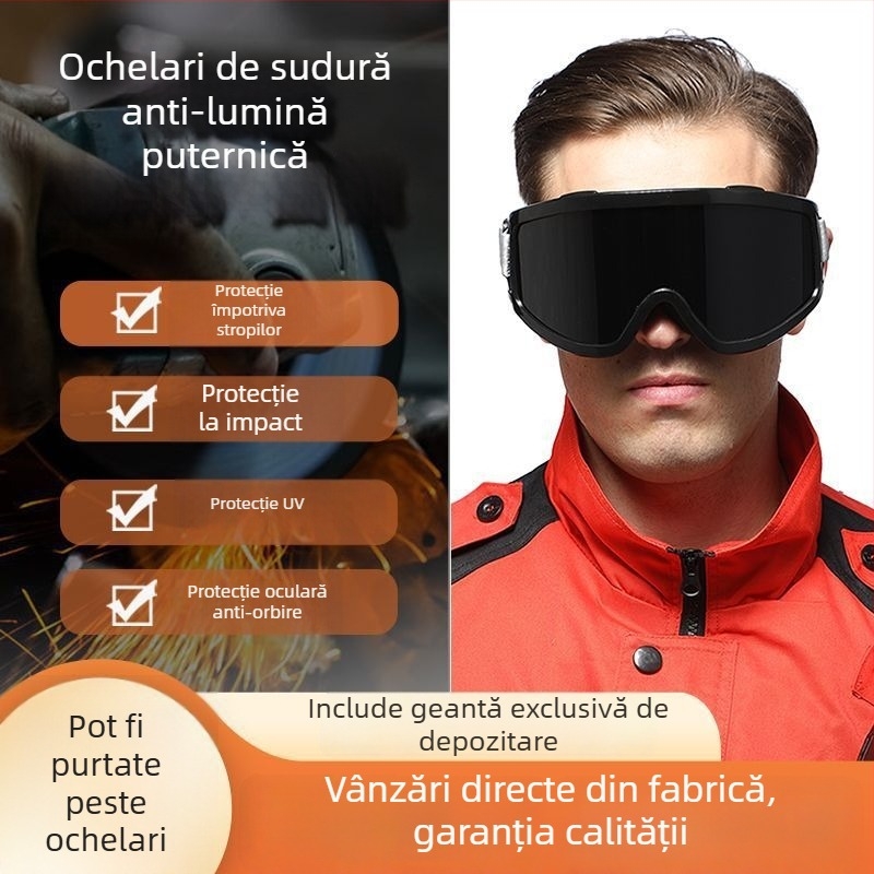Ochelari de sudură cu protecție UV, rezistenți la praf și vânt, pentru ciclism în aer liber și schi