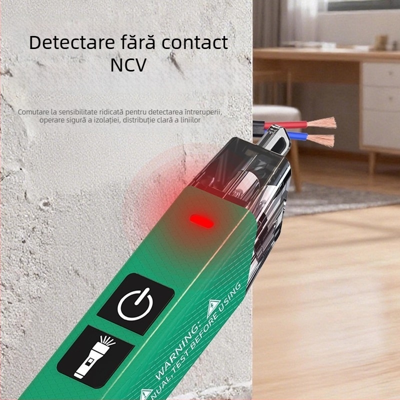 Detector de tensiune fără contact, cu senzor inteligent, dispozitiv profesional multifuncțional pentru detectarea liniilor și testarea întreruperilor