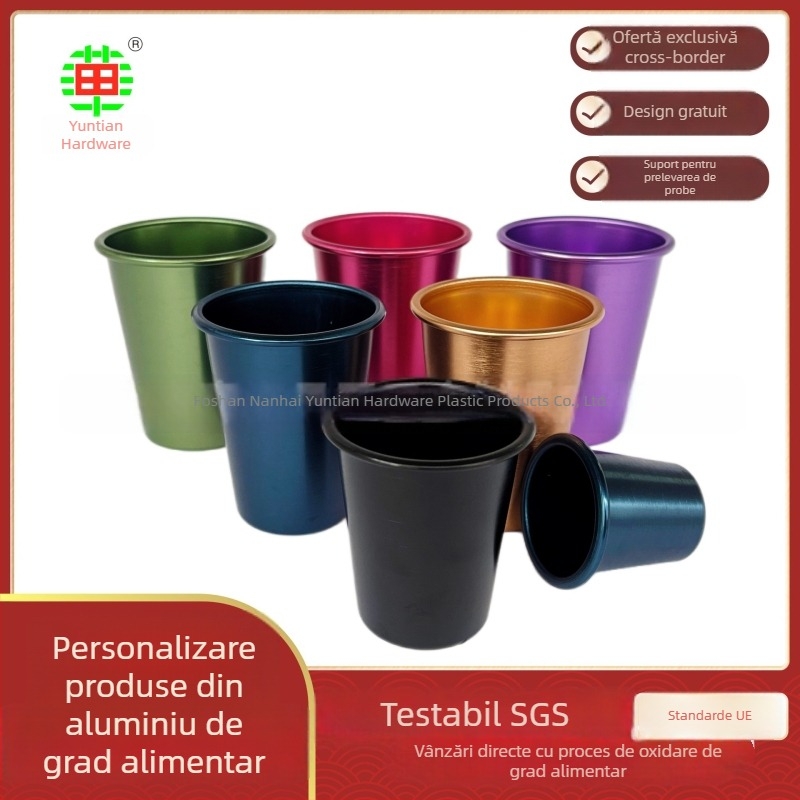 Pahar de bere din aluminiu, pentru cola și sucuri, aluminiu oxidat de calitate alimentară, reciclabil, capacitate 401-500 ml