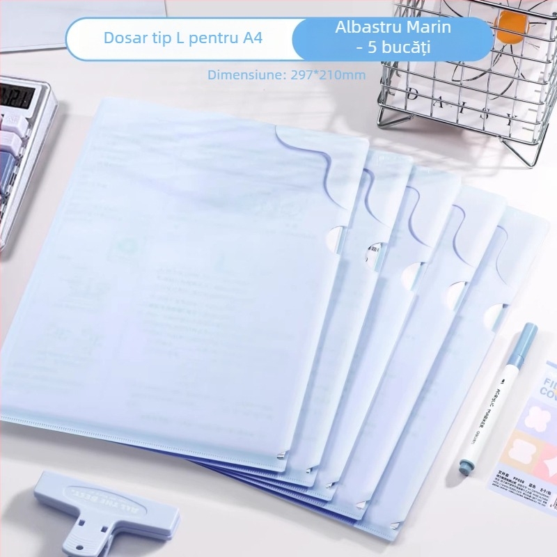 Dosar Deli cu colț în formă de L pentru teste și documente, organizator A4, model PP508