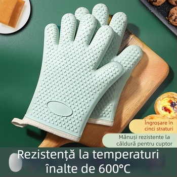 Mănuși de silicon pentru bucătărie și cuptor, rezistente la temperaturi ridicate, antiderapante, pentru coacere și microunde