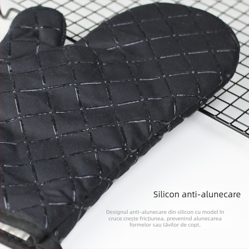 Set de 2 mănuși din silicon pentru cuptor, antiderapante, izolante termice, cu mansetă prelungită și îngroșată