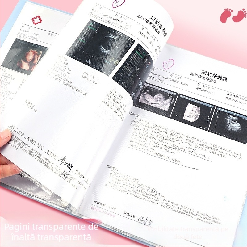 Folder A4 pentru controale prenatale, înregistrări de ecografie și documente despre sarcină, portabil