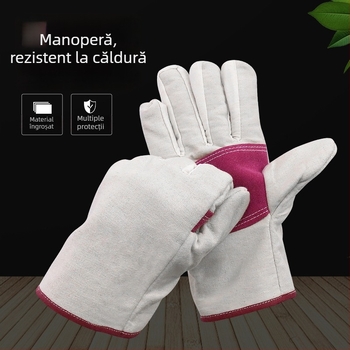 Mănuși din pânză pentru cale ferată, protecție, rezistente la uzură, antiderapante, cu dublu strat și izolație termică, cu palmă din piele