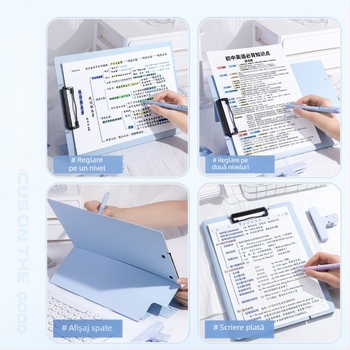 Clip de birou vertical A4 cu plăcuță de scriere – clemă multifuncțională pentru documente școlare