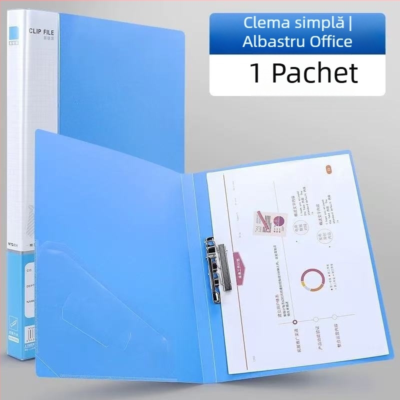 Mapă A4 cu clemă simplă pentru depozitare documente și fișe de teste