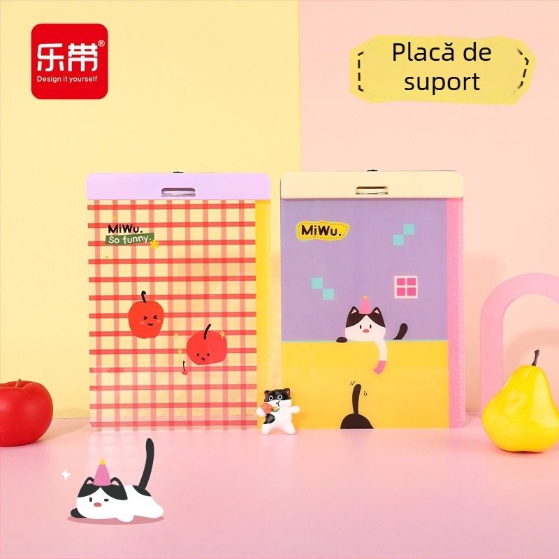 Dosar A4 cu clemă și clemă pentru placă, din plastic, pernă de desen cu personaje pentru elevi