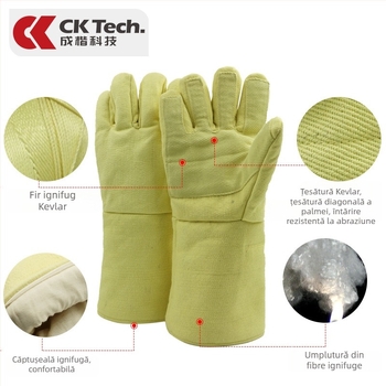CK Tech CKS-ABAA15-38 Mănuși termoizolante din para-aramid, 500°C, pentru uz industrial și cuptor casnic