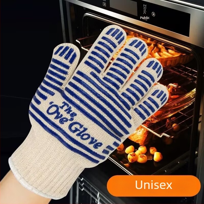 300° Mănuși rezistente la temperaturi înalte din silicon și bumbac, construcție multistrat, izolație termică și rezistență la flacără, pentru coacere și grătar