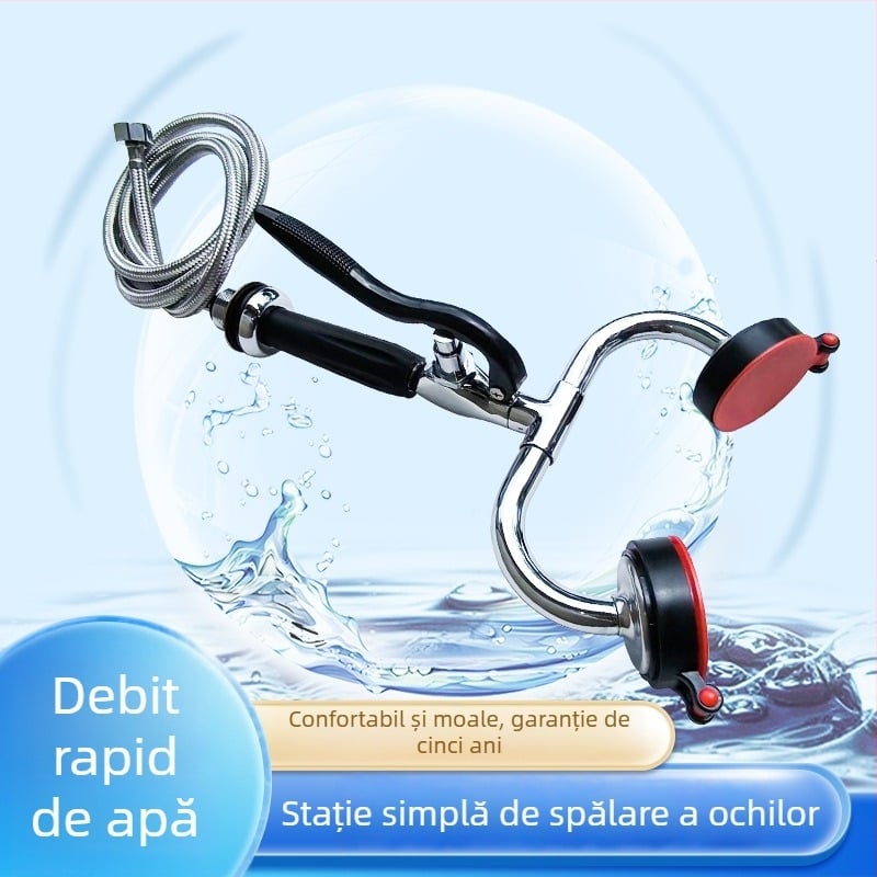 Stație de spălare a ochilor din cupru, cu două porturi, pentru laborator și situații de urgență