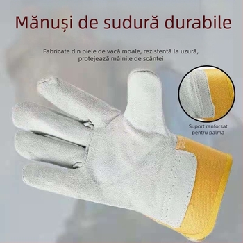 Mănuși de sudură scurte, din piele de vițel, piele integrală, rezistente la uzură, antiderapante, rezistente la temperaturi înalte, pentru sudură electrică