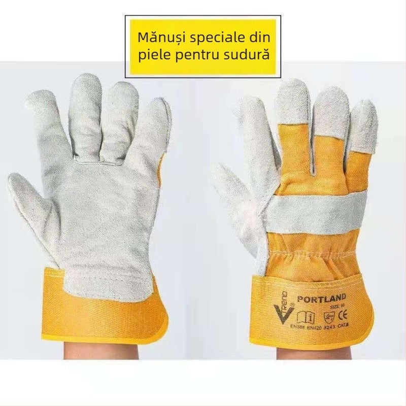 Mănuși de sudură scurte, din piele de vițel, piele integrală, rezistente la uzură, antiderapante, rezistente la temperaturi înalte, pentru sudură electrică