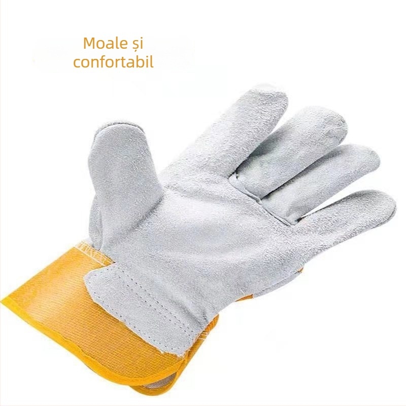 Mănuși de sudură scurte, din piele de vițel, piele integrală, rezistente la uzură, antiderapante, rezistente la temperaturi înalte, pentru sudură electrică