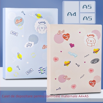 A4 Organizator de fișiere pentru sarcină și controale prenatale — dosar transparent cu mai multe compartimente