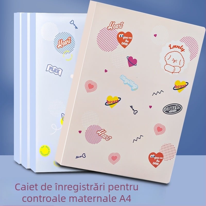 A4 Organizator de fișiere pentru sarcină și controale prenatale — dosar transparent cu mai multe compartimente