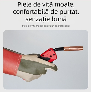 Mănuși scurte de sudură din piele de vițel – moi, izolație termică, rezistente la temperaturi înalte, mănuși de protecție pentru sudori