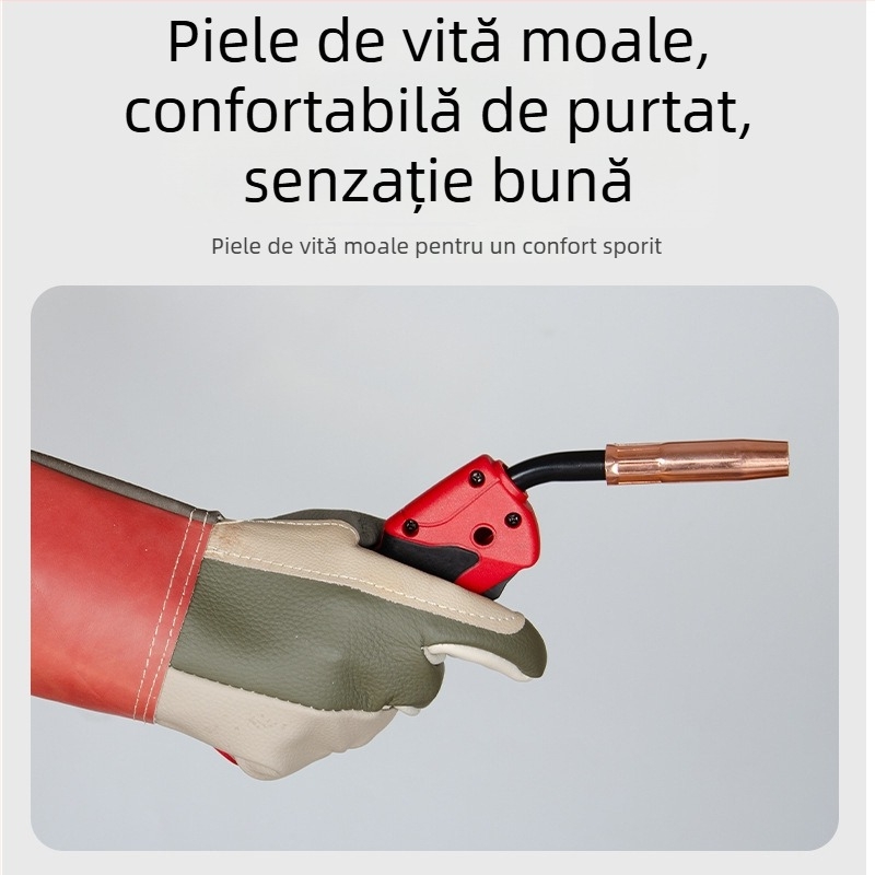 Mănuși scurte de sudură din piele de vițel – moi, izolație termică, rezistente la temperaturi înalte, mănuși de protecție pentru sudori
