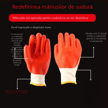 Mănuși de sudură Redwood, cu film din cauciuc moale, izolație cu două straturi, anti-alunecare și rezistente la uzură pentru șlefuire, tăiere și lustruire
