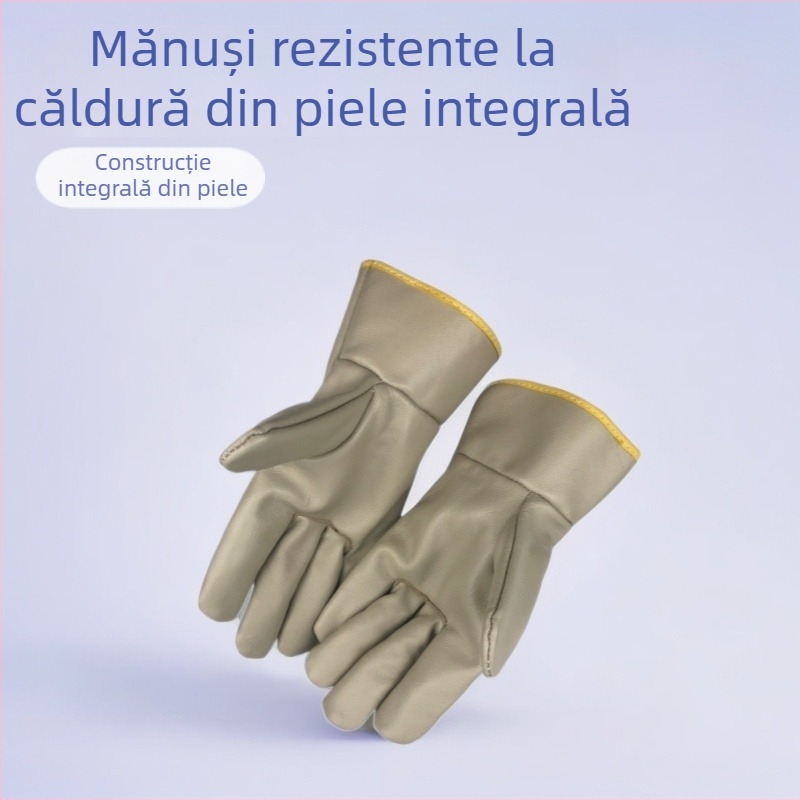 Mănuși de sudură din piele de vită de înaltă calitate, piele integrală, manșetă scurtă, mănuși izolante termic pentru sudură, pentru exterior
