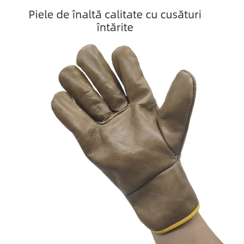 Mănuși de sudură din piele de vită de înaltă calitate, piele integrală, manșetă scurtă, mănuși izolante termic pentru sudură, pentru exterior
