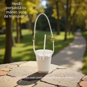 Suport din PU piele personalizat pentru cană, curea Velcro detașabilă – husă izolatoare portabilă pentru ceai și cafea