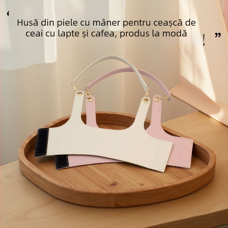 Suport din PU piele personalizat pentru cană, curea Velcro detașabilă – husă izolatoare portabilă pentru ceai și cafea