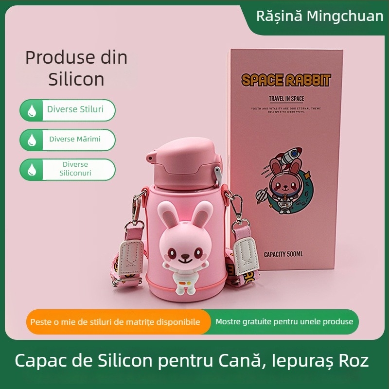 Capac din silicon pentru pahar de copii, design desen animat, calitate alimentară, rezistent la temperaturi înalte, antiderapant