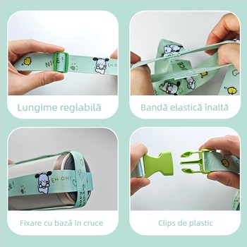 Lănțișor pentru sticlă de apă cu manșon pentru ceașcă și bretea crossbody, design desen animat, elastic, portabil