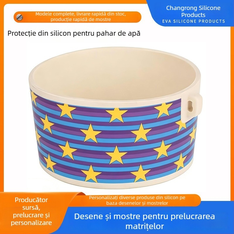 Husă protectoare din silicon pentru pahar de apă, cilindru drept, antiderapantă și izolantă termică, realizată la cerere