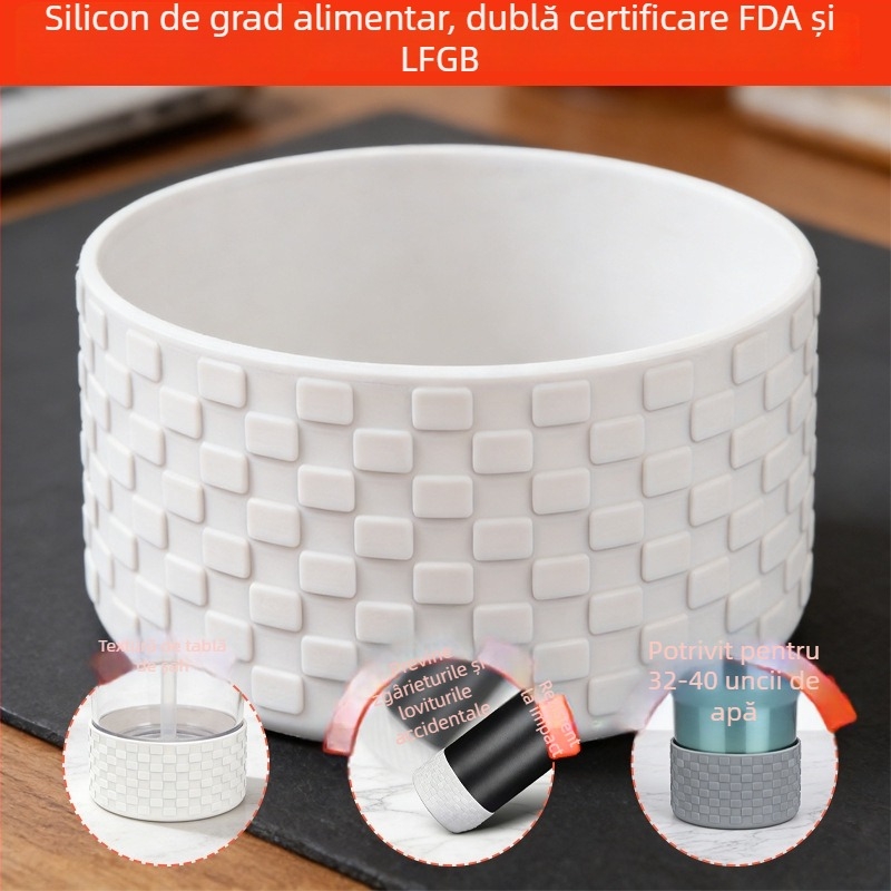 Husă din silicon personalizabilă pentru cană, cu suprafață antiderapantă și textură izolatoare la bază, protecție anti-cădere pentru sticle de apă sportive