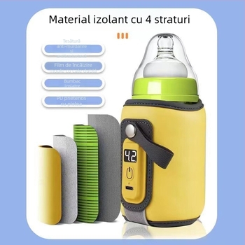 Husă portabilă de încălzire a laptelui cu izolație, husă pentru menținerea temperaturii constante, încălzitor pentru pungă de lapte și capac pentru cană termos