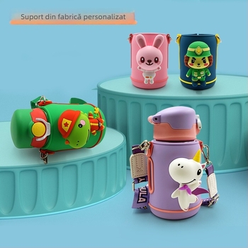 Husă din silicon personalizată pentru pahar cu izolație, design desen animat, pentru sticle de apă pentru copii, protecție anti-derapare și la cădere