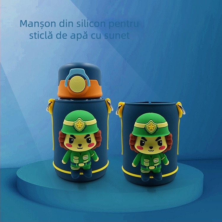 Husă din silicon personalizată pentru pahar cu izolație, design desen animat, pentru sticle de apă pentru copii, protecție anti-derapare și la cădere