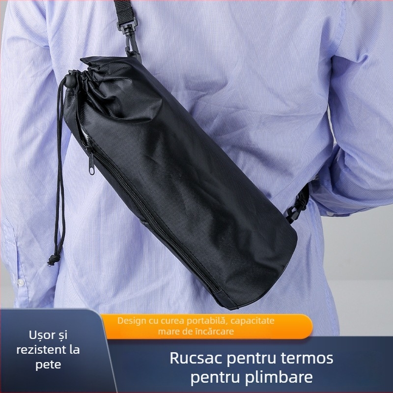 Husă portabilă pentru termos cu curea, husă izolatoare pentru ceașcă de călătorie 1,5–1,8 L