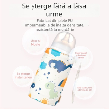 Husă universală din piele PU pentru sticla de lapte a bebelușului, izolație termică, gură largă, impermeabilă, rezistentă la murdărie, protecție anti-cădere