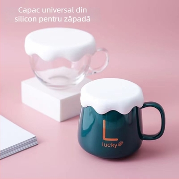 Capac de silicon alimentar pentru cană, design desen animat, etanșare anti-praf pentru apă, ceai sau cafea — personalizare